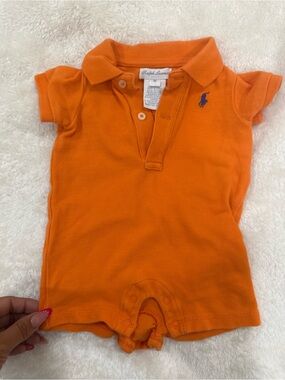 Ralph Lauren Orange Baby Polo Romper